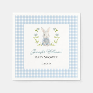 Blue Gingham Little Bunny Spring Baby Boy Dusche Serviette