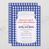 Blue Gingham Mason Jar Land Rustikale Einladung (Vorne/Hinten)