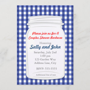Blue Gingham Mason Jar Land Rustikale Einladung