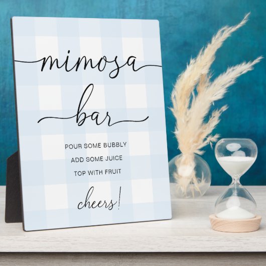 Blue Gingham Mimosa Bar Sign Fotoplatte (Seite)