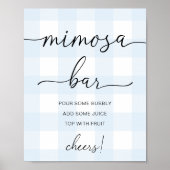Blue Gingham Mimosa Bar Sign Poster (Vorne)