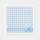 Blue Gingham mit Bow Baby Dusche Napkins Serviette (Vorderseite)