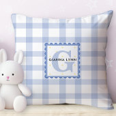 Blue Gingham Mit Monogramm Kissen