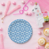 Blue Gingham mit Paw Prints Picnic Party Pappteller (Party)