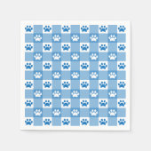 Blue Gingham mit Paw Prints Picnic Party Serviette (Vorderseite)