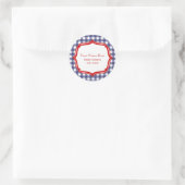 Blue Gingham mit Red Address Sticker (Tasche)