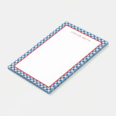 Blue Gingham mit Red Border Post-it Klebezettel (angewinkelt)