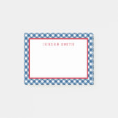 Blue Gingham mit Red Border Post-it Klebezettel (Vorderseite)