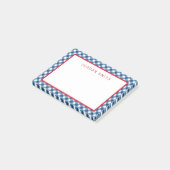 Blue Gingham mit Red Border Post-it Klebezettel (angewinkelt)