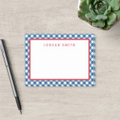 Blue Gingham mit Red Border Post-it Klebezettel