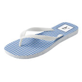 Blue Gingham Monogram Badesandalen (Schrägansicht)