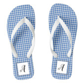Blue Gingham Monogram Badesandalen (Fußbett)