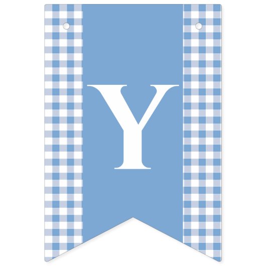 Blue Gingham Monogram Picnunting Banner (Zweite Fahne)