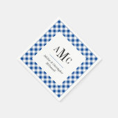 Blue Gingham Monogram und Name Serviette (Ecke)