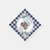 Blue Gingham Off the Market Floral Brautparty Serviette (Ecke)