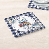 Blue Gingham Off the Market Floral Brautparty Untersetzer (angewinkelt)