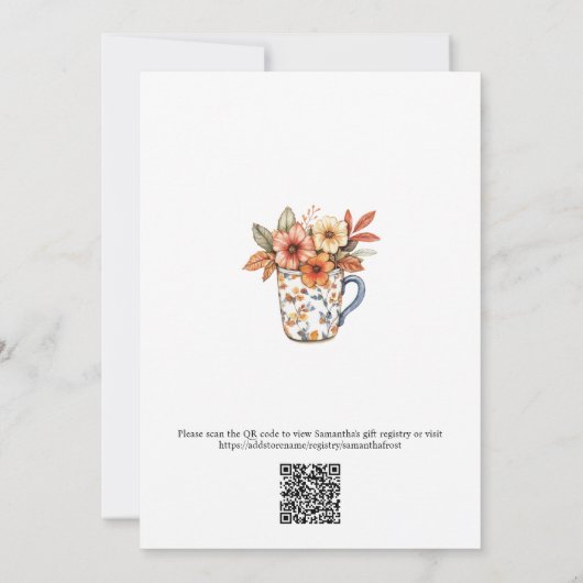 Blue Gingham Off the Market QR Code Bridal Shower Einladung (Rückseite)