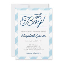 Blue Gingham "Oh Boy" Baby Shower Einladungen