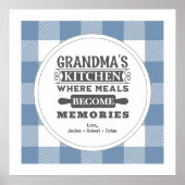 Blue Gingham Oma Meetings werden Erinnerungen Poster (Vorne)