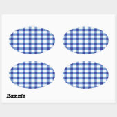 Blue Gingham Ovaler Aufkleber (Blatt)