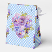 Blue Gingham Pansy Floral Wedding Party Cake Geschenkschachtel (Rückseite)