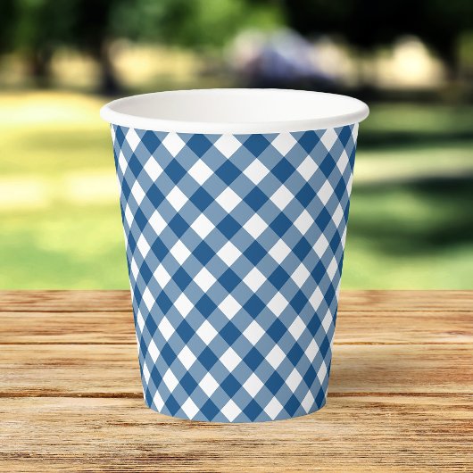 Blue Gingham Paper Cups Pappbecher