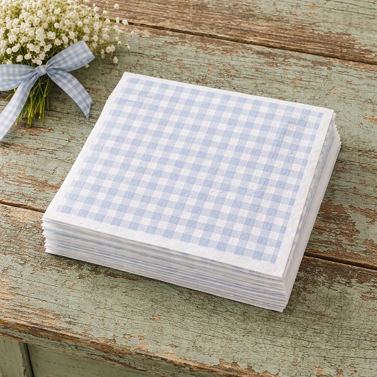 Blue Gingham Paper Napkins Serviette