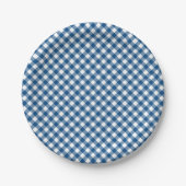 Blue Gingham Paper Plate Pappteller (Vorderseite)