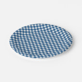 Blue Gingham Paper Plate Pappteller (Schrägansicht)