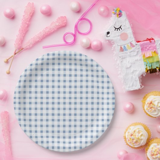 Blue Gingham Pappteller (Party)