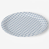 Blue Gingham Pappteller (Schrägansicht)