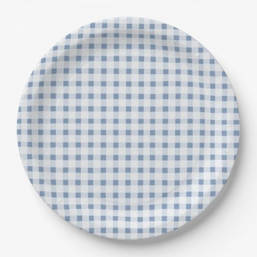 Blue Gingham Pappteller (Vorderseite)