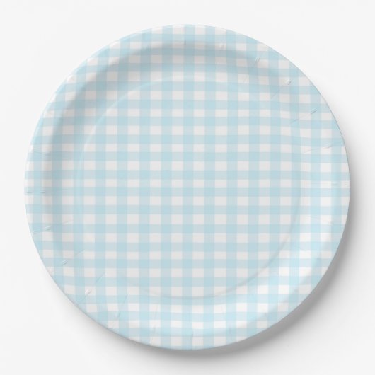 Blue Gingham Pappteller (Vorderseite)