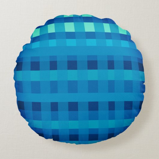 Blue Gingham Pattern cushion Rundes Kissen (Vorderseite)