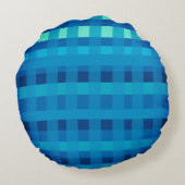 Blue Gingham Pattern cushion Rundes Kissen (Rückseite)