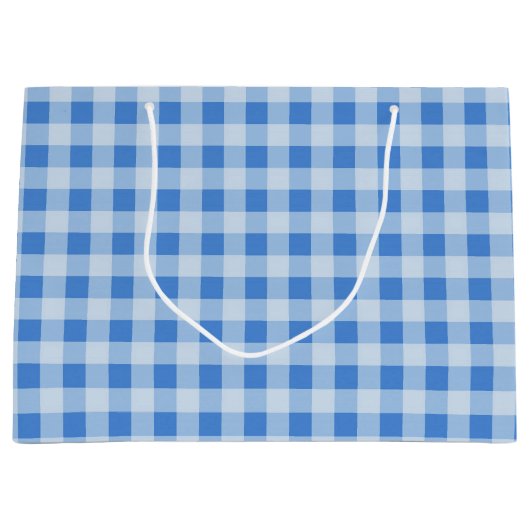 Blue Gingham Pattern Große Geschenktasche Geschenktüte (Vorderseite)