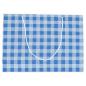 Blue Gingham Pattern Große Geschenktasche Geschenktüte (Rückseite)