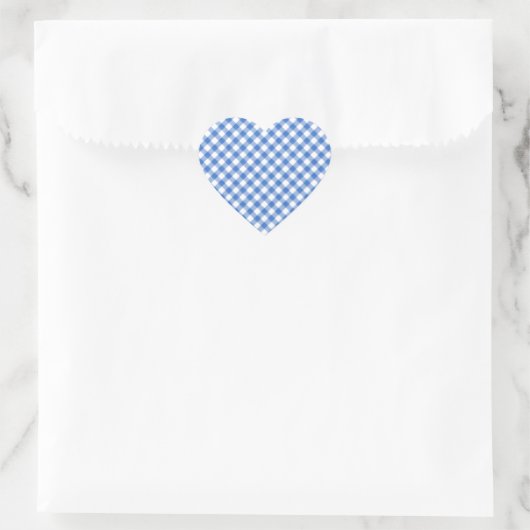 Blue Gingham Pattern Herz-Aufkleber (Tasche)