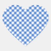 Blue Gingham Pattern Herz-Aufkleber (Vorderseite)