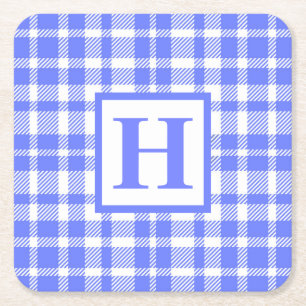 Blue Gingham Pattern Rechteckiger Pappuntersetzer