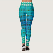 Blue Gingham Pattern Summer Leggings (Rückseite)