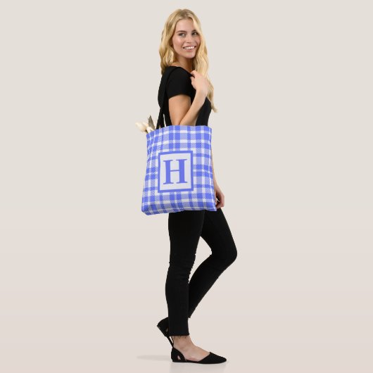 Blue Gingham Pattern Tasche (Am Model)