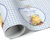 Blue Gingham Personalisiert Boys Birthday Geschenkpapier (Rolleneckpunkt)