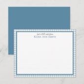 Blue Gingham Personalisierte Mitteilungskarten (Vorne/Hinten)
