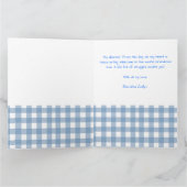 Blue Gingham Personalized Baby Welcome Card  Karte (Innenseite)
