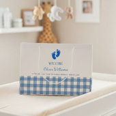 Blue Gingham Personalized Baby Welcome Gift Bag Große Geschenktüte