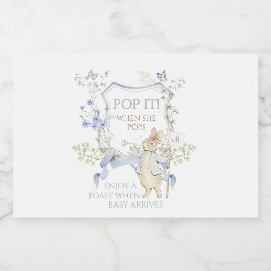 Blue Gingham Peter die Rabbit Baby Dusche MUTED BL Alkoholflaschenetikett (Einzelnes Label)