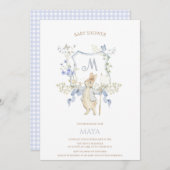 Blue Gingham Peter die Rabbit Baby Dusche MUTED BL Einladung (Vorne/Hinten)