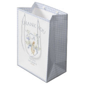 Blue Gingham Peter die Rabbit Baby Dusche MUTED BL Mittlere Geschenktüte (Rückseite Schrägansicht)