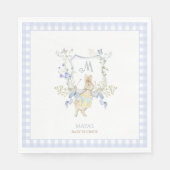 Blue Gingham Peter die Rabbit Baby Dusche MUTED BL Serviette (Vorderseite)